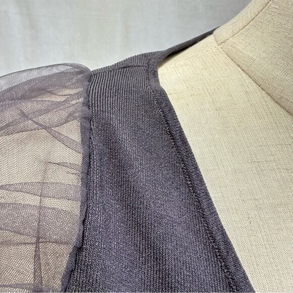 Zara organza statement puff sleeve knit cropped wrap top size large NWT - Picture 10 of 16